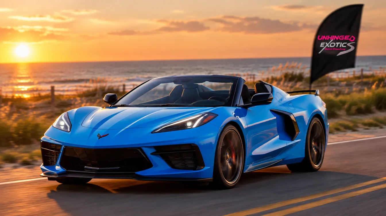 Exotic sports car parked at dusk on the Jersey Shore